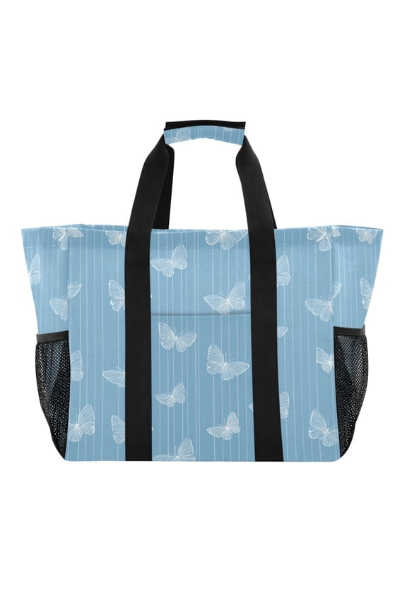Large Handbag Waterproof Tote Laundry Bag Beach Bag Pool Bag Travel Tote Bags Kitchen Reusable Grocery Bags Soft Light Blue Background