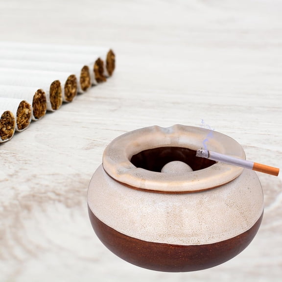 Large Handmade Ceramic Ashtray - Studio Pottery Windproof Cigarette Holder, Vintage Decor for Indoor Outdoor