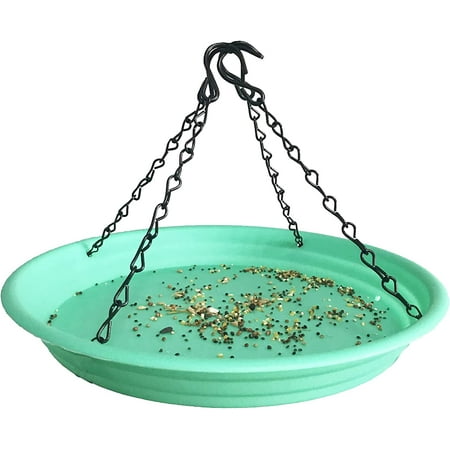 Large Hanging Bird Feeder Tray, Platform Seed Tray for Bird Feeders, Outdoor Garden Decoration for Backyard Attracting Wild Birds - Green