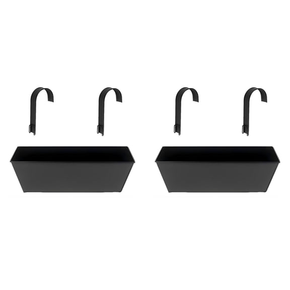 Large Hanging Flower Pots for Railing or Fence, 16.53 Inch Railing Planter Box for Any Balcony, Porch, Deck, Countryside Style Window Planter Box for Herbs and Flowers Garden