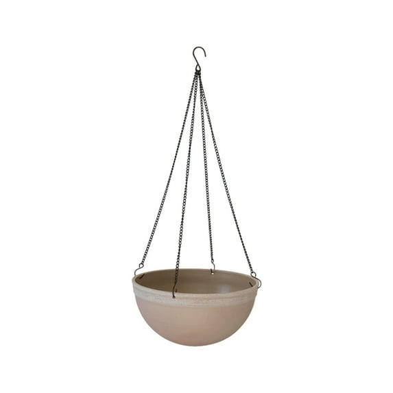 Large Hanging Planter, Big Flower Pot for Outdoor Hanging Plants, Oversized Plastic Planter Basket for Pothos and Succulents, Patio Garden Beige Hanging Pot with Saucer, Decorative Plant Holder