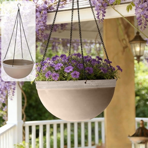 Large Hanging Planter Pot for Indoor Plants, Perfect for Ivy, Flowers, Self Watering Design, Lazy Gardening Solution, Wall and Ceiling Hanging for Home and Balcony Decor, 10.8*20.5in, Beige