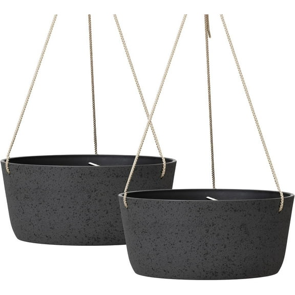 Large Hanging Planters - 12 Inch Outdoor Flower Pots, Hanging Garden Planters Set of 2, Iron Color