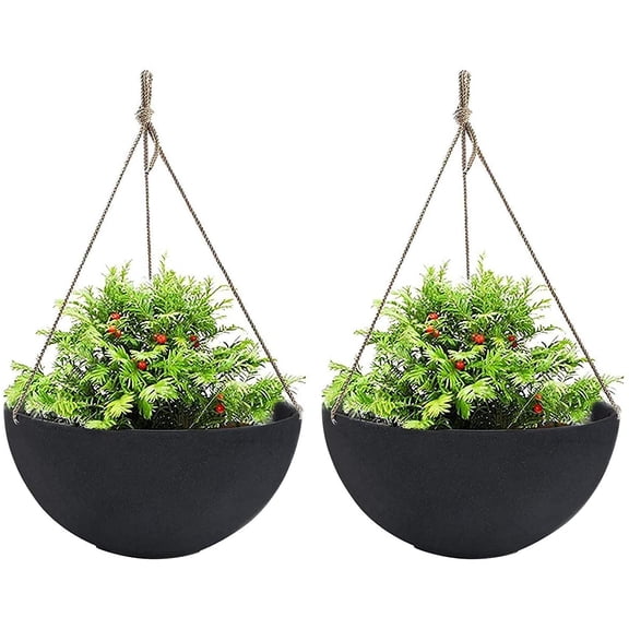 Large Hanging Planters for Indoor Outdoor Plants, Hanging Flower Pots Marble Pattern (13.2 Inch,Set of 2)