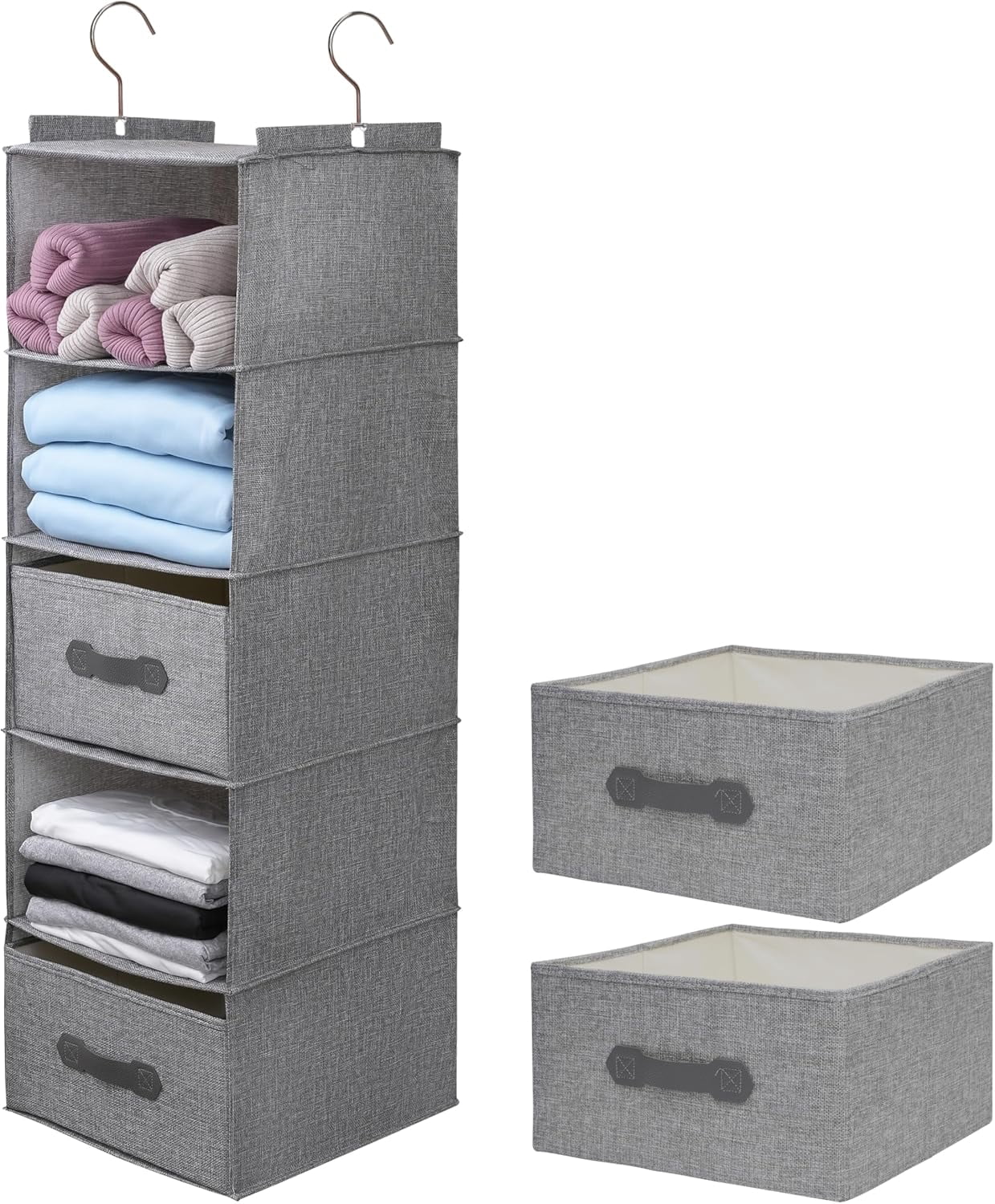 Large Hanging Sweater Organizer for Closet,Collapsible 6-Shelf Hanging