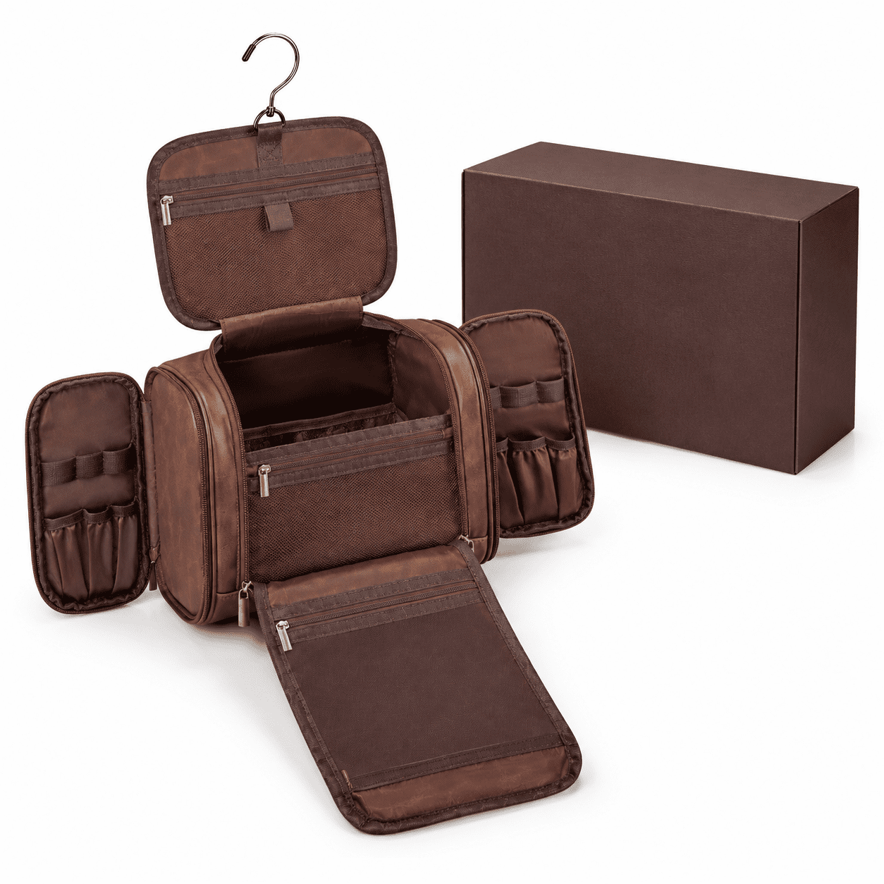 Large Hanging Toiletry Bag, Cognac-E, Personalized Mens Travel ...