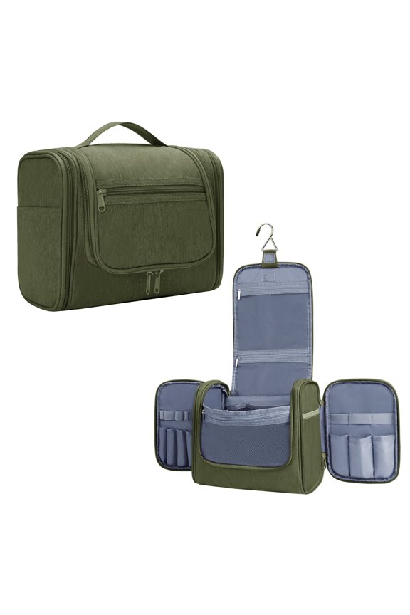 Large Toiletry Bag for Men Women,Travel Cosmetic Makeup Bags for Ladies,Handing Shaving Kit Dopp Kit Organizer Bags,Water-Resistant Shower Bathroom Bag(Dark Green)