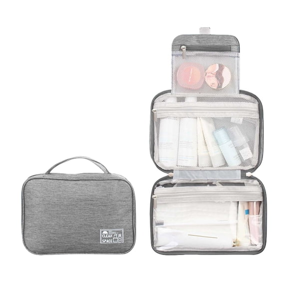 Cosmetic Bag for Makeup and Toiletries, Travel Organizer with Hanging Hook, Full-Sized Accessory Container for Shampoo and Water for Beauty