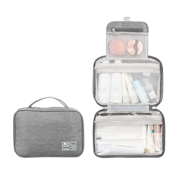 Large Hanging Travel Cosmetic Organizer Bag for Full Sized Toiletries and Makeup Accessories with Durable Water Shampoo Container Hook