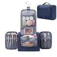 thumbnail image 1 of Large Hanging Travel Toiletry Bag Dopp Kit with Hook Cosmetic Makeup Organizer with Brush Holder Water-Resistant Bathroom for Women Men, Navy Blue, 1 of 8
