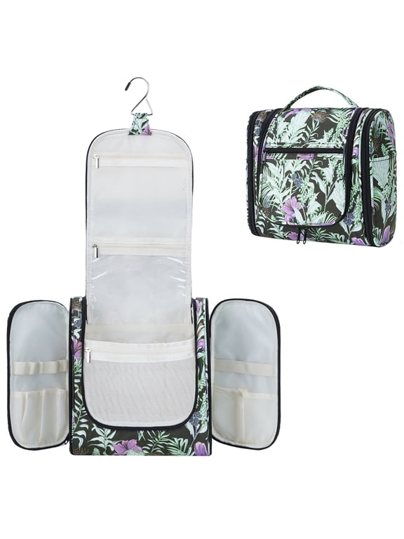 Large Hanging Toiletry Bag with Hook Makeup Cosmetic Organizer with Multiple Compartments Foldable for Men Women Travel Essentials