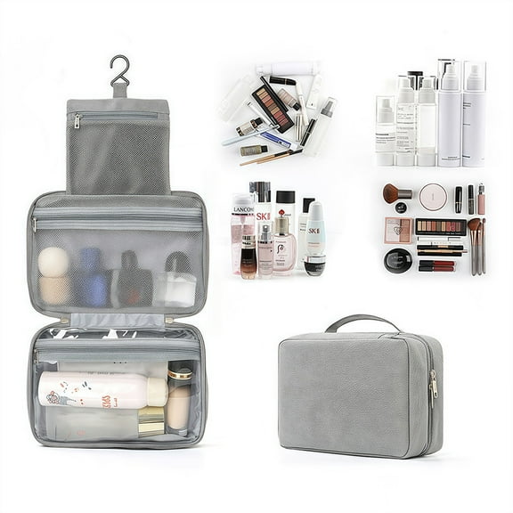 Large Hanging Travel Toiletry Bag for Women and Men, Waterproof Makeup Organizer Cosmetic Case with 4 Zippered Compartments, Foldable & Portable Travel Bathroom Bag, Cruise Essentials