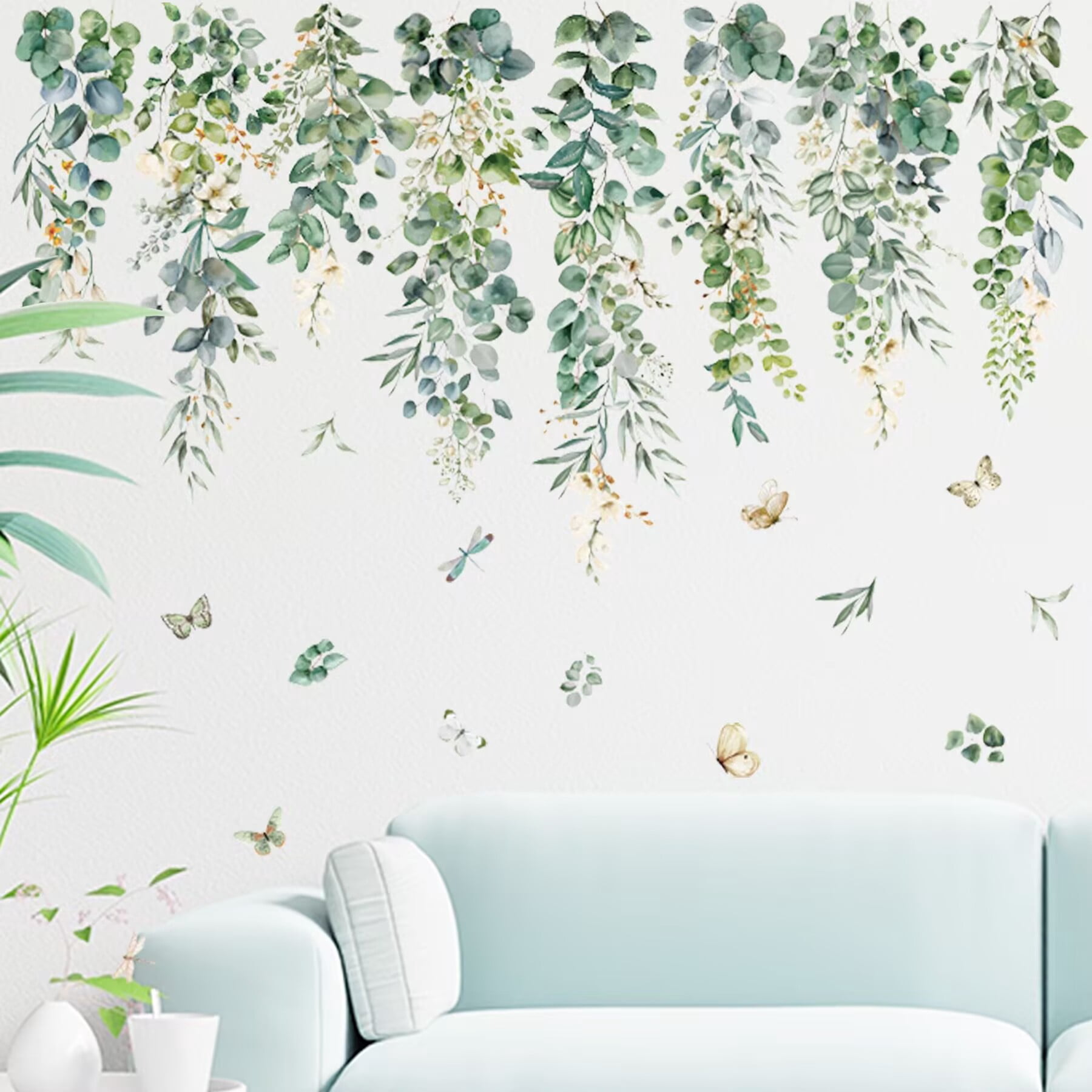Large Hanging Vines Wall Decals Green Plants Tropical Leaves Flower ...