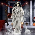 thumbnail image 1 of Large Hanging Witch Skeleton Decoration, 5FT Scary Moving Ghost with Poseable Arms, Halloween Horror Prop for Indoor Outdoor Party (Style F), 1 of 9
