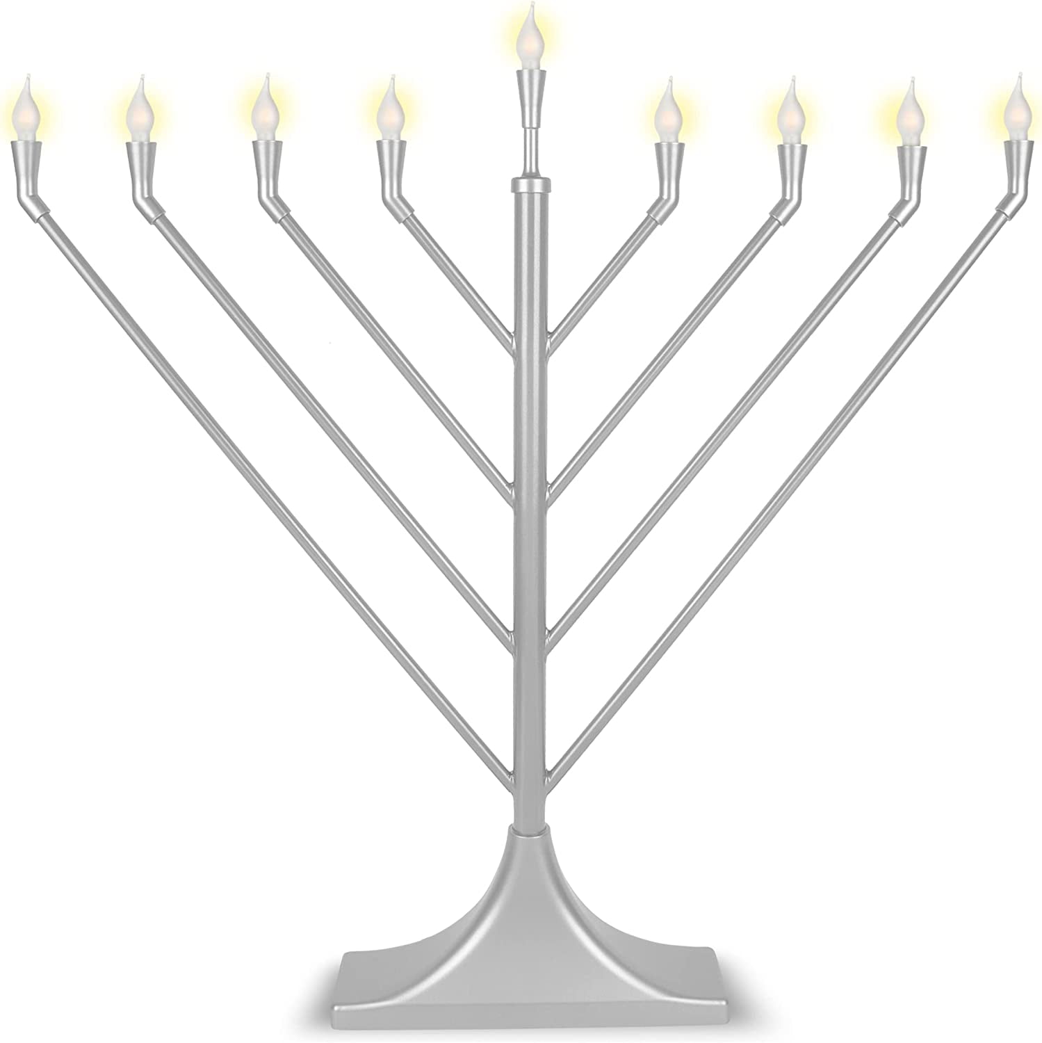 Large Hanukkah LED Angled Display Menorah With 10 Frosted E10 Bulbs