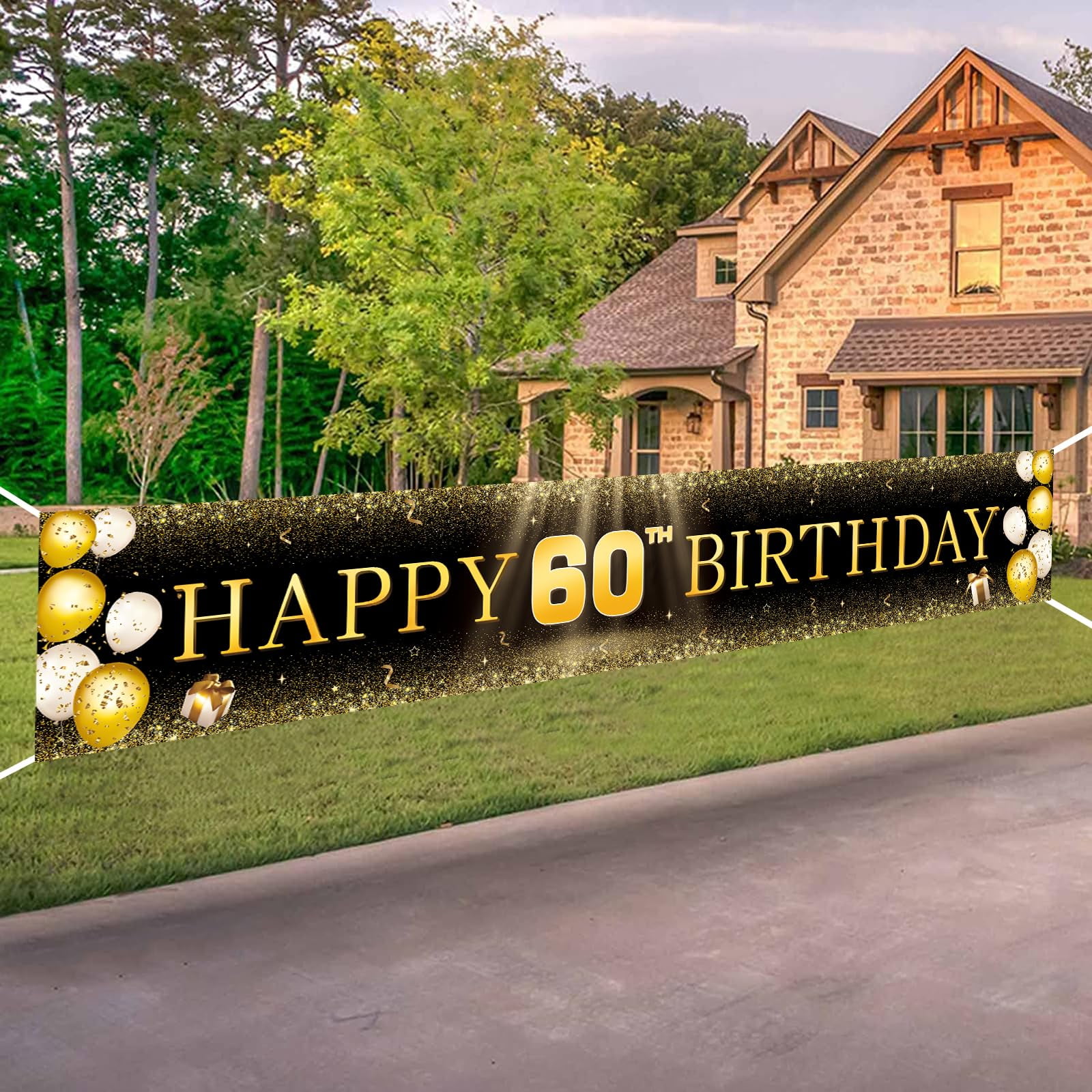 Large Happy 60th Birthday Banner, Happy 60th Birthday Decorations Yard