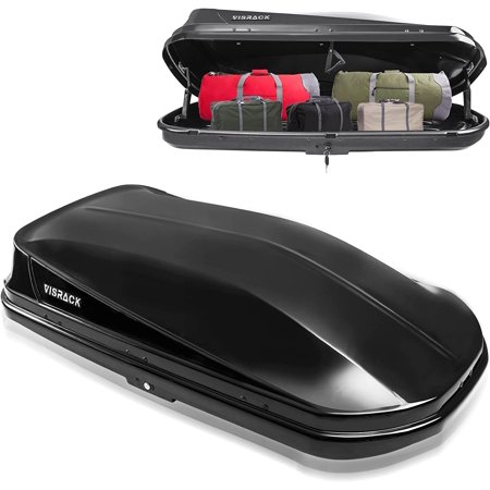 Large Hard Shell Carriers Rooftop Cargo Box with Key Lock 62 (L) x 31 (W) x 15(H) 15 Cubic Feet, Waterproof Heavy Duty Universal Roof Rack Tool-Free Install, Black