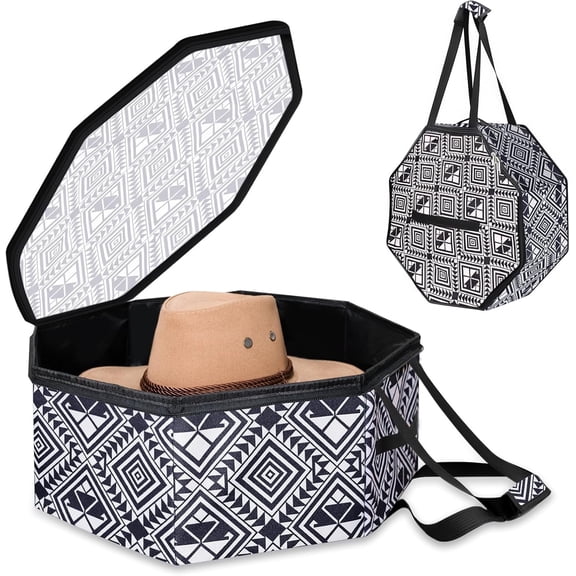 Large Hat organizer for Travel and Storage - Portable Cowboy Cap Organizer Case with Handles, Hat Box for Women Storage and Large Cap Bag for Men Carry (White)