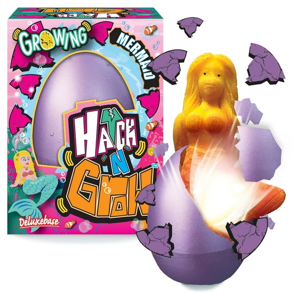 Deluxebase Large Hatch 'N' Grow – Mermaid 4.3" Water Activated Hatching Egg with Toy