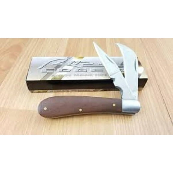 Large Hawkbill Electrician'S Folding Work Knife - Wood Handles - New