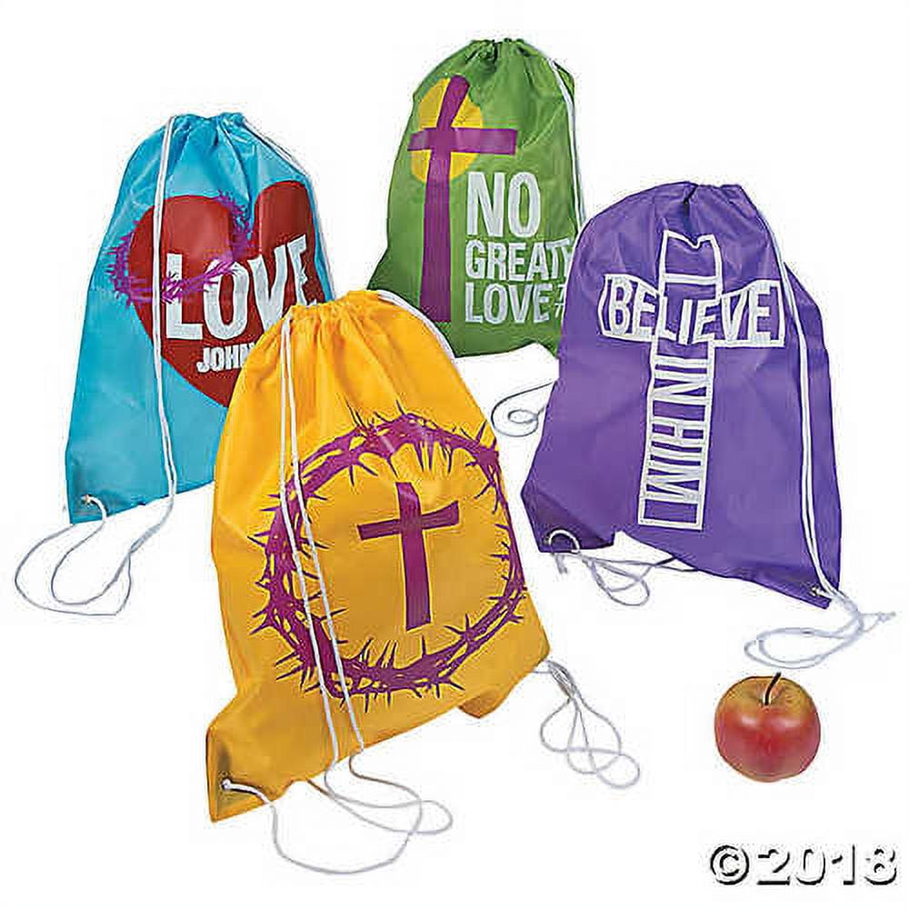 Large He Lives Drawstring Bags
