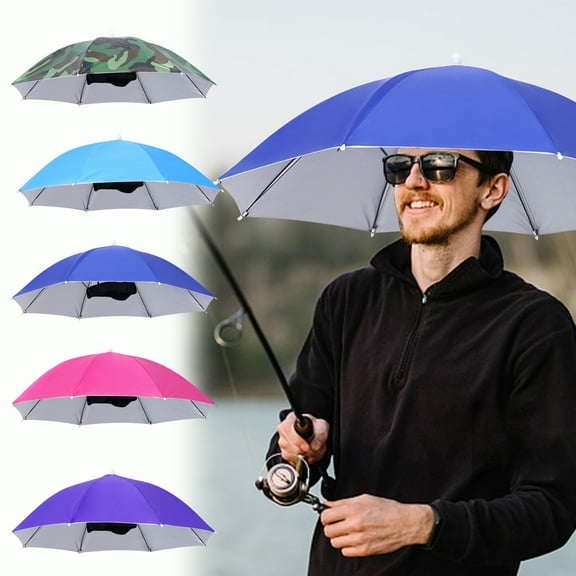 Large Head-Mounted Umbrella Hat Waterproof Stall Umbrella 69-Inch Khaki Color for Fishing Advertising Outdoor Use Durable Fabric Oil-Proof Apron With Pockets,Ccwuwei