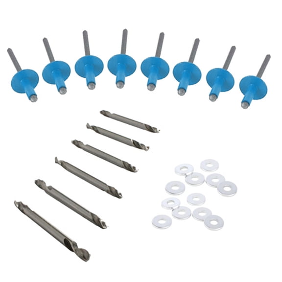Large Head Rivet Kit w/ Drill Bits, Blue, 3/16 Inch, 500-Piece