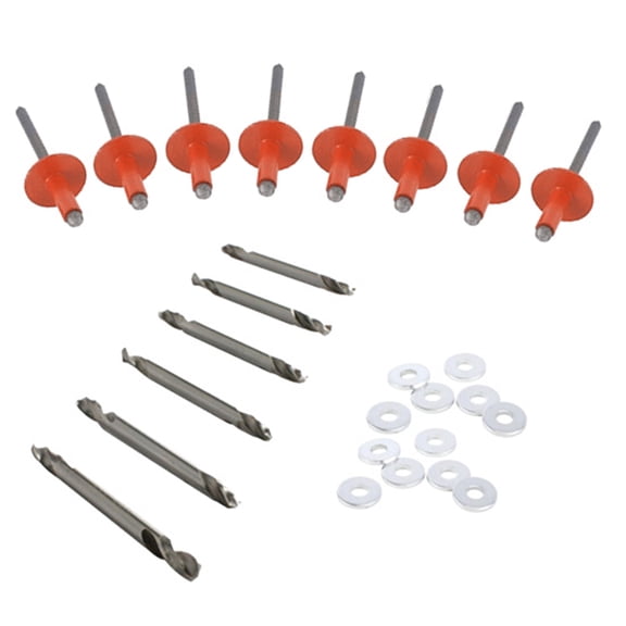 Large Head Rivet Kit w/ Drill Bits, Orange, 3/16 Inch, 500-Piece