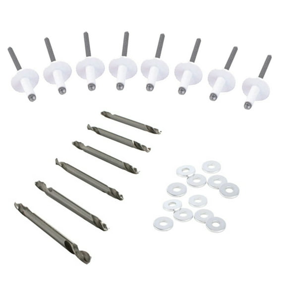 Large Head Rivet Kit w/ Drill Bits, White, 3/16 Inch, 500-Piece