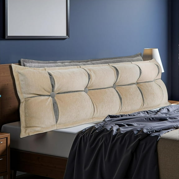 Large Headboard Pillow Double Pillow Design Resting Reading Pillow Bed Backrest Positioning Support Headboard Pillow Queen Soft Daybed Pillows,Beige