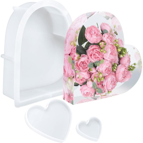 Large Heart Resin Mold, Heart Shaped Silicone Molds for Epoxy Resin, Large Molds for Flower Preservation, Deep Pour Mold for Furniture Decoration, DIY Wedding Bouquets, Valentine's Day Gifts
