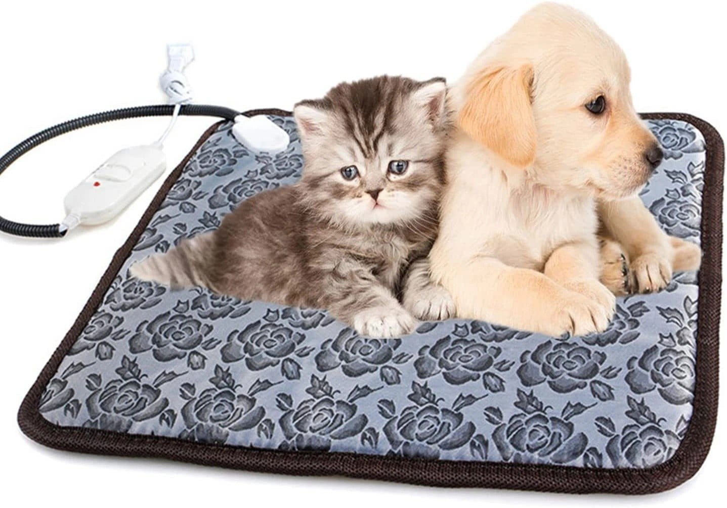 Large Heated Cat Bed 28 x 20 inch, Waterproof Adjustable Temperature Dog Cat Heating Pad, Indoor Pet Heating Pad