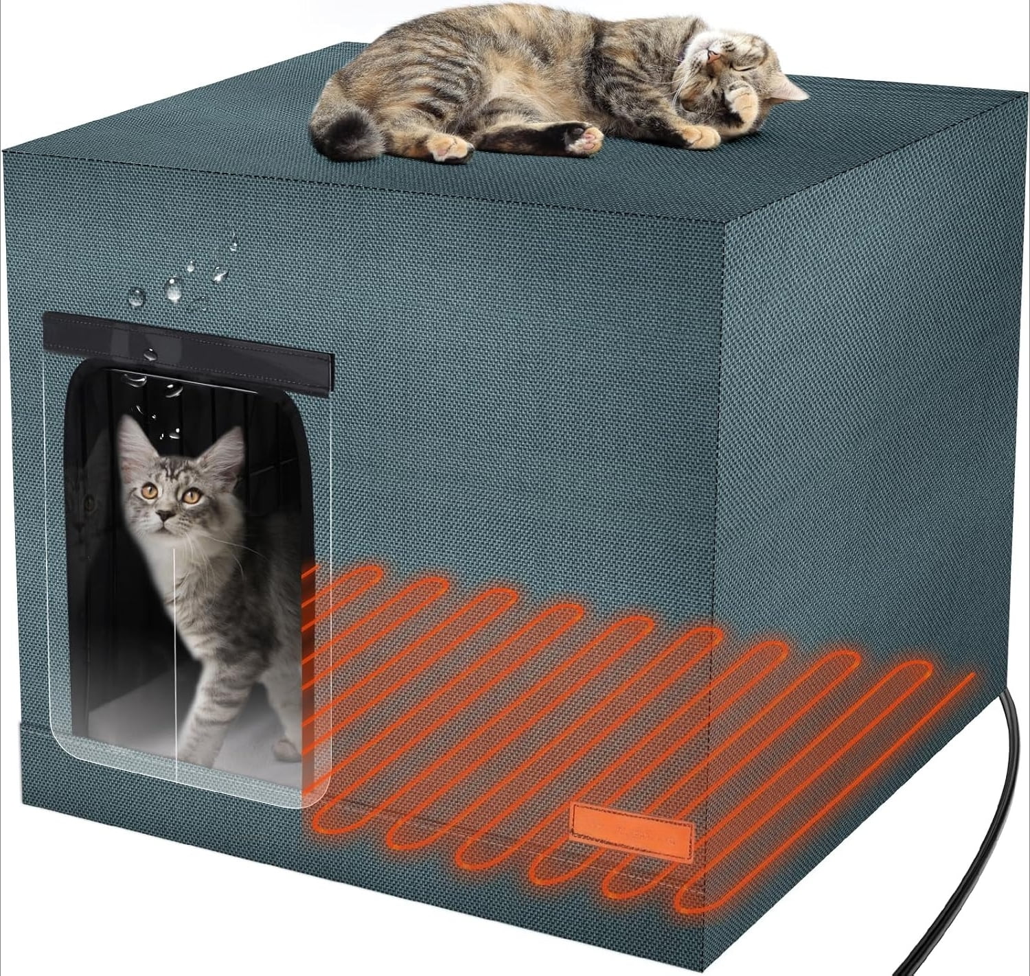 Large Heated Cat House for Outside Winter, 100% Waterproof Outdoor Cat ...