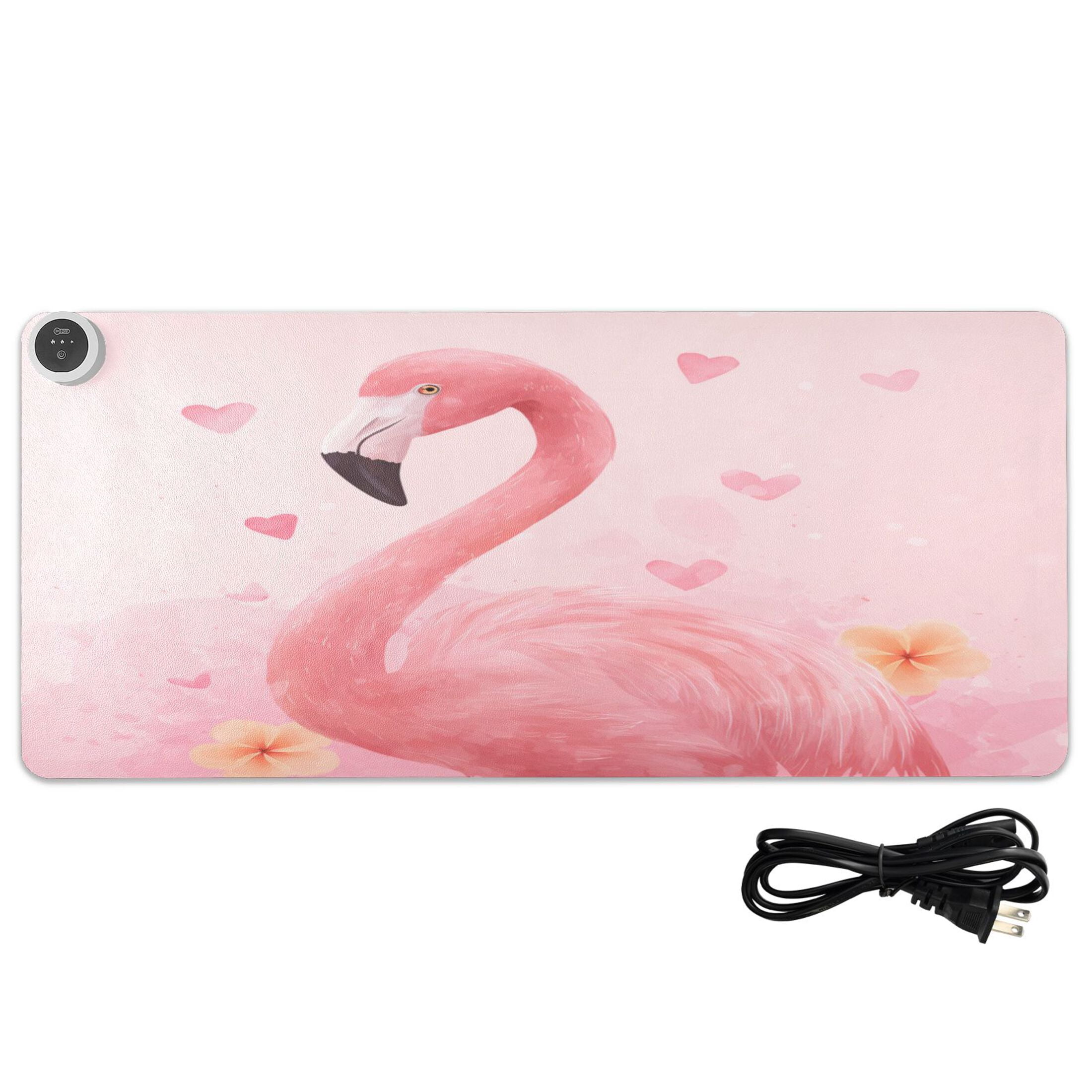 Large Heated Desk Mat Mouse Pad 31.5"x13"PU Leather Graphene Heating Desk Warmer with 3 Temperature Settings 110V US Plug Non-Slip Warm Pad for Home, Office, and Gaming Soft Watercolor Tropical Bird