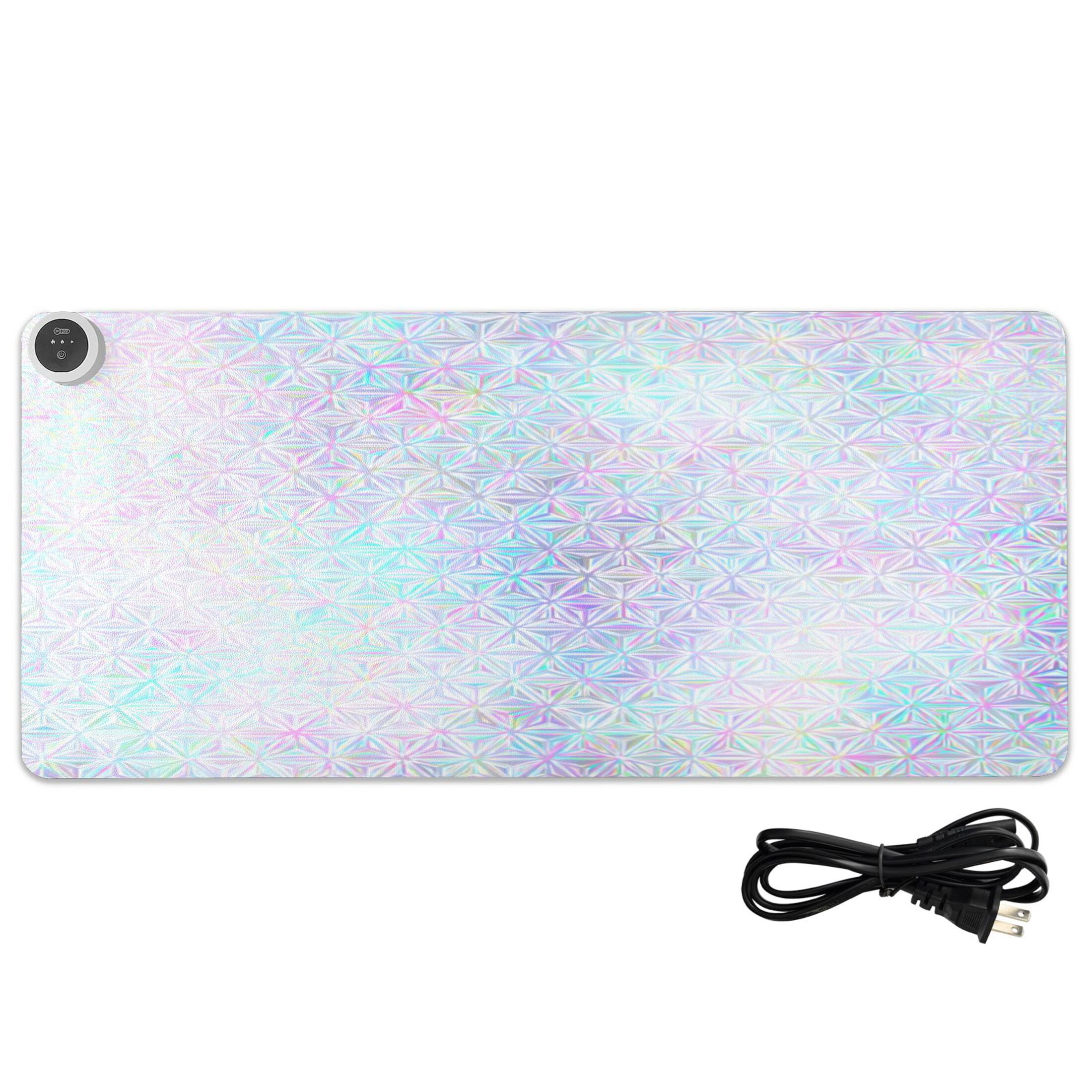 Large Heated Desk Mat Mouse Pad 31.5"x13"PU Leather Graphene Heating Desk Warmer with 3 Temperature Settings 110V US Plug Non-Slip Warm Pad for Home, Office, and Gaming Pastel Prism Star Pattern