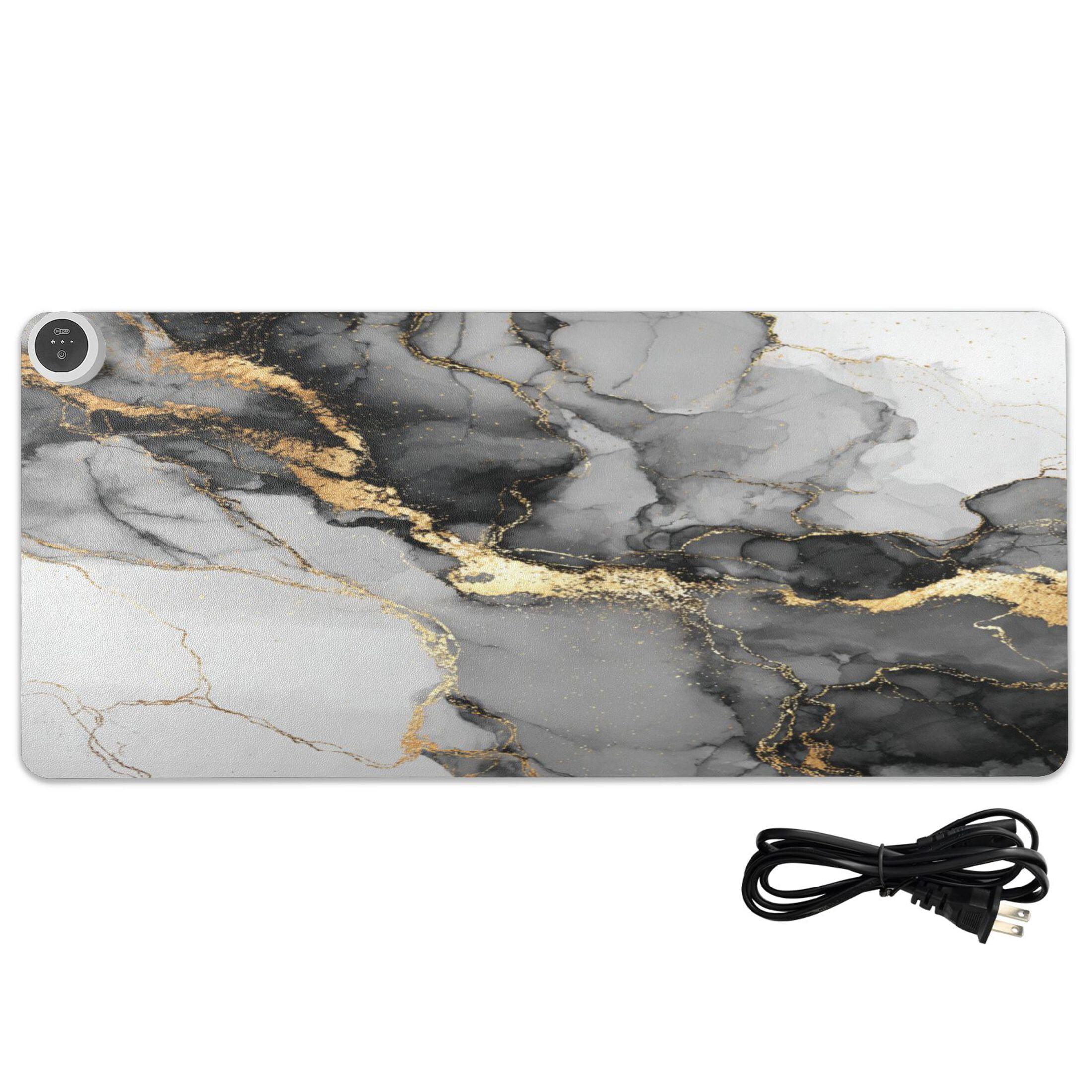 Large Heated Desk Mat Mouse Pad 31.5"x13"PU Leather Graphene Heating Desk Warmer with 3 Temperature Settings 110V US Plug Non-Slip Warm Pad for Home, Office, and Gaming Premium Fluid Art Background
