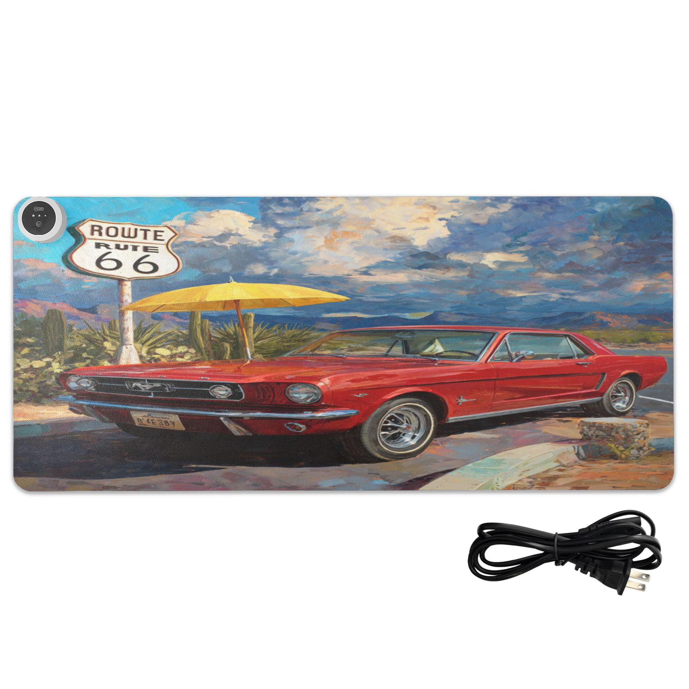 Large Heated Desk Mat Mouse Pad 31.5"x13"PU Leather Graphene Heating Desk Warmer with 3 Temperature Settings 110V US Plug Non-Slip Warm Pad for Home, Office, and Gaming Red Pony Of The Desert
