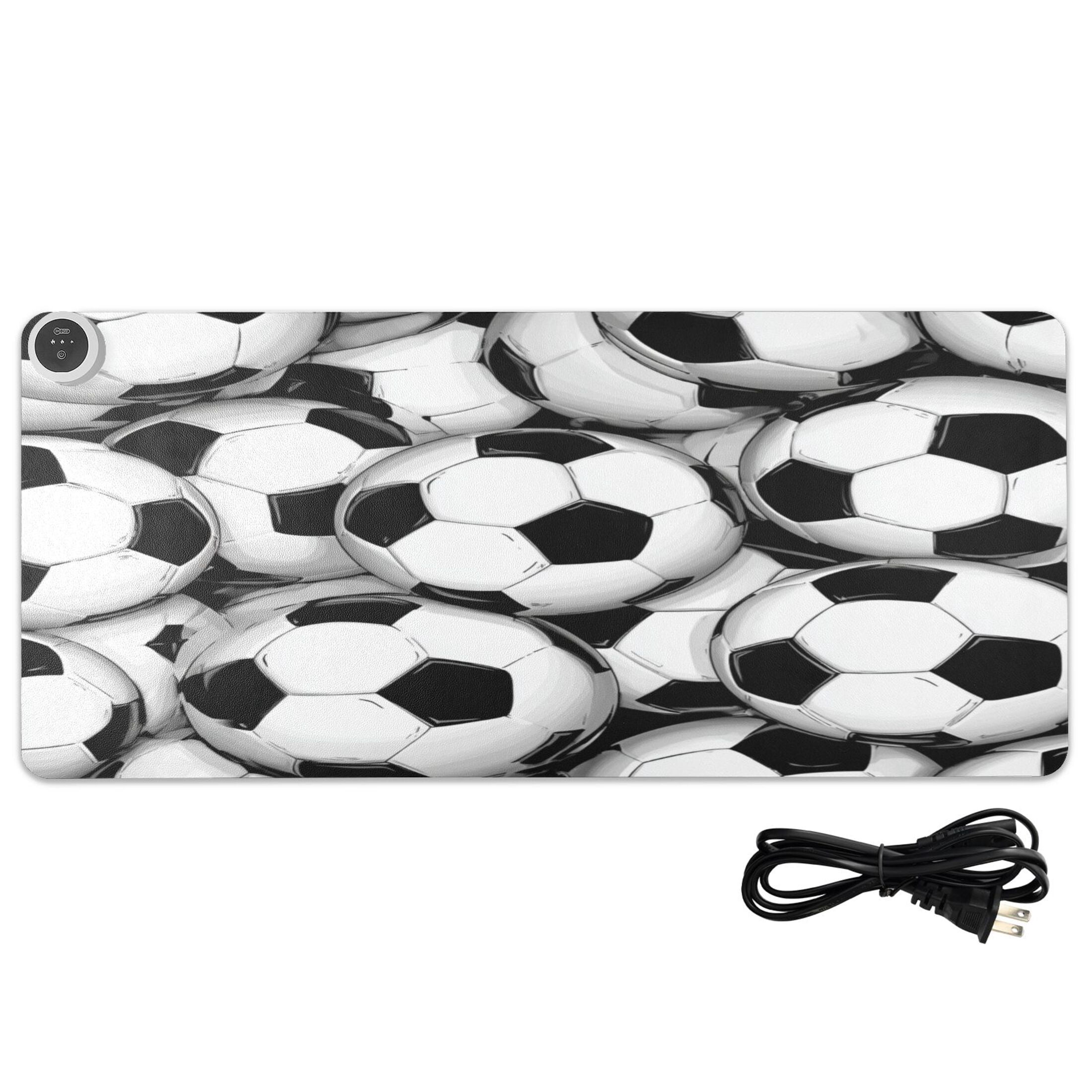 Large Heated Desk Mat Mouse Pad 31.5"x13"PU Leather Graphene Heating Desk Warmer with 3 Temperature Settings 110V US Plug Non-Slip Warm Pad for Home, Office, and Gaming Classic Soccer Tile Pattern