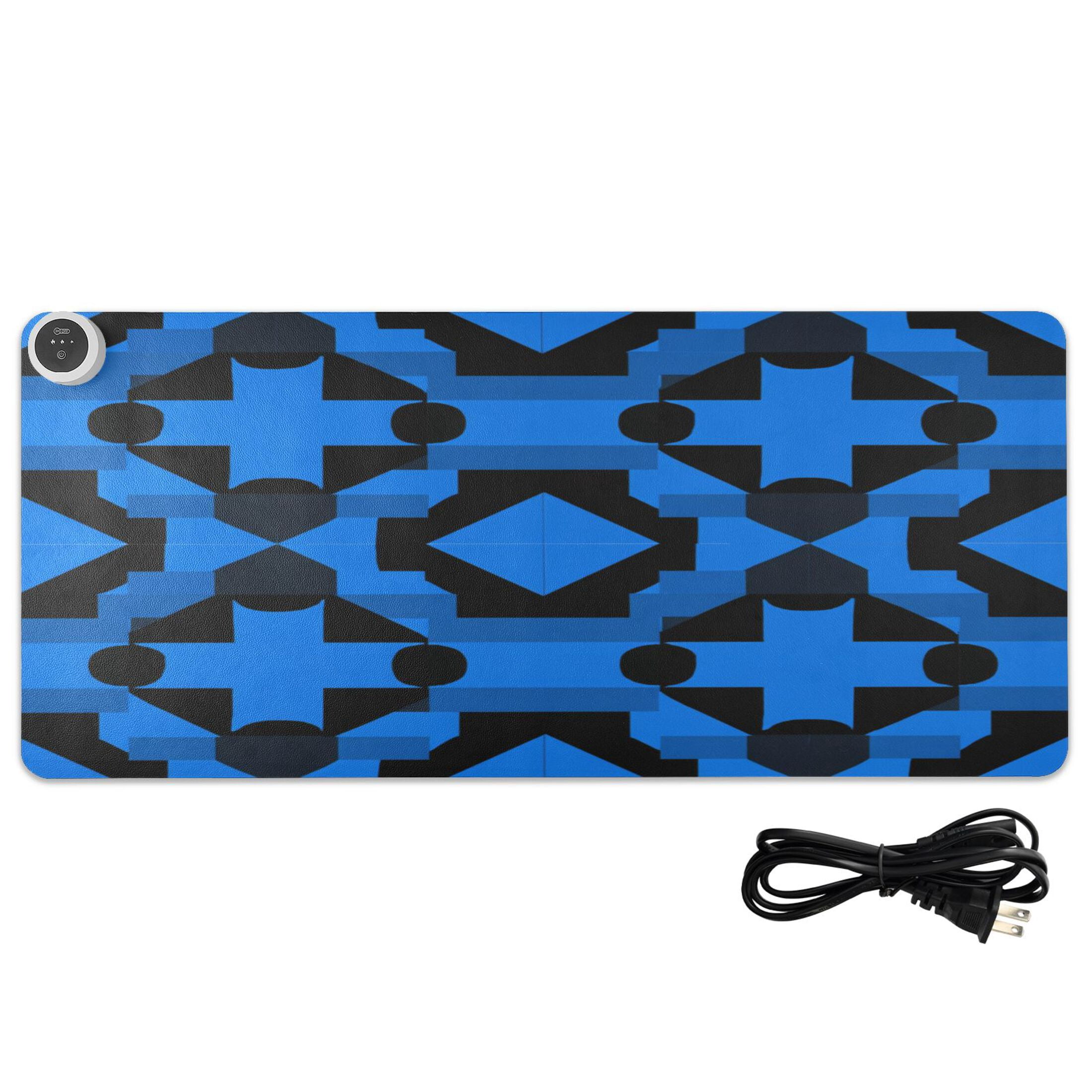 Large Heated Desk Mat Mouse Pad 31.5"x13"PU Leather Graphene Heating Desk Warmer with 3 Temperature Settings 110V US Plug Non-Slip Warm Pad for Home, Office, and Gaming Dark Blue Black Plaid