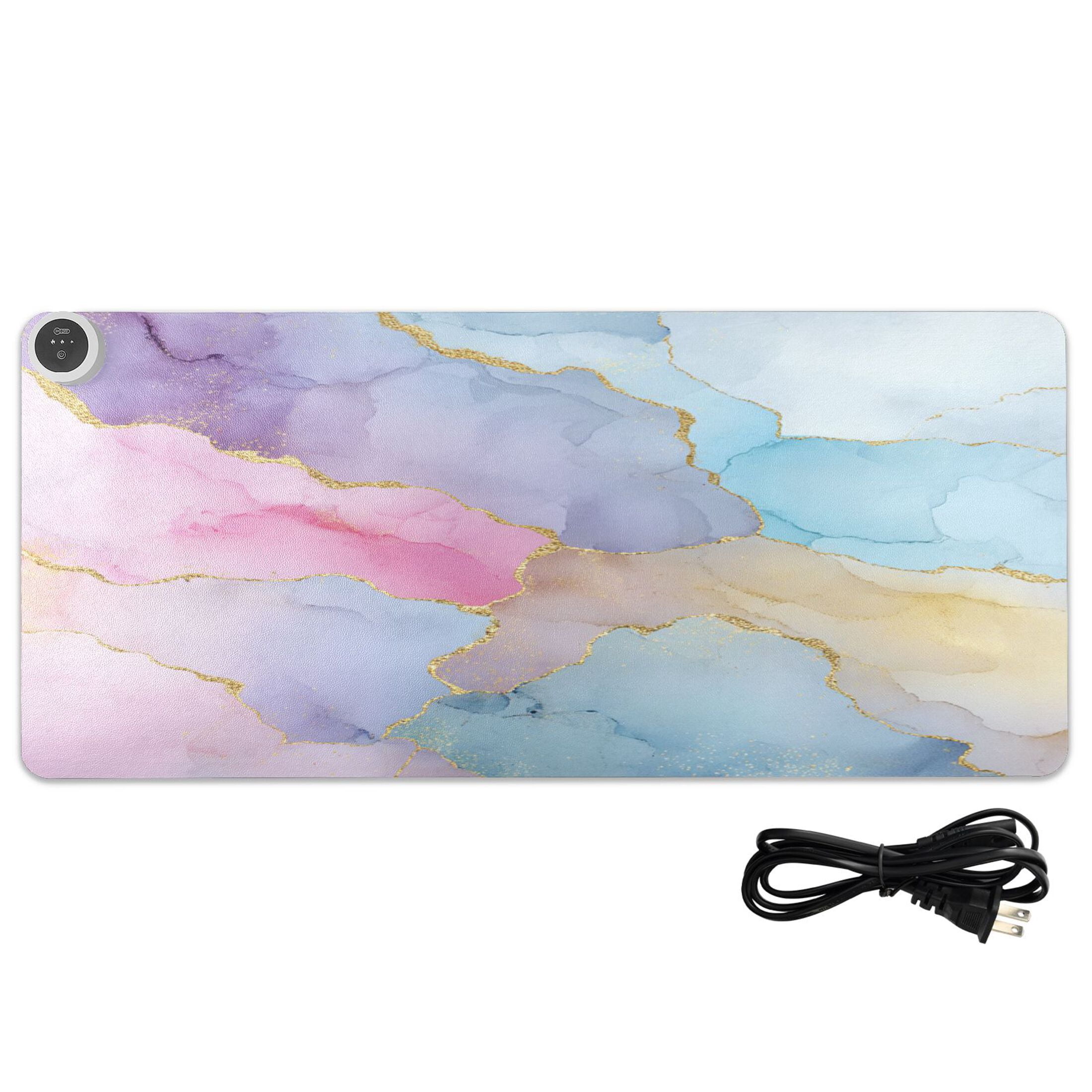 Large Heated Desk Mat Mouse Pad 31.5"x13"PU Leather Graphene Heating Desk Warmer with 3 Temperature Settings 110V US Plug Non-Slip Warm Pad for Home, Office, and Gaming Unicorn Fantasy Fluid Art