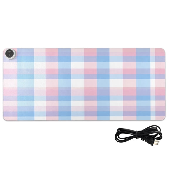 Large Heated Desk Mat Mouse Pad 31.5"x13"PU Leather Graphene Heating Desk Warmer with 3 Temperature Settings 110V US Plug Non-Slip Warm Pad for Home, Office, and Gaming Blue and Pink Phone Wallpaper