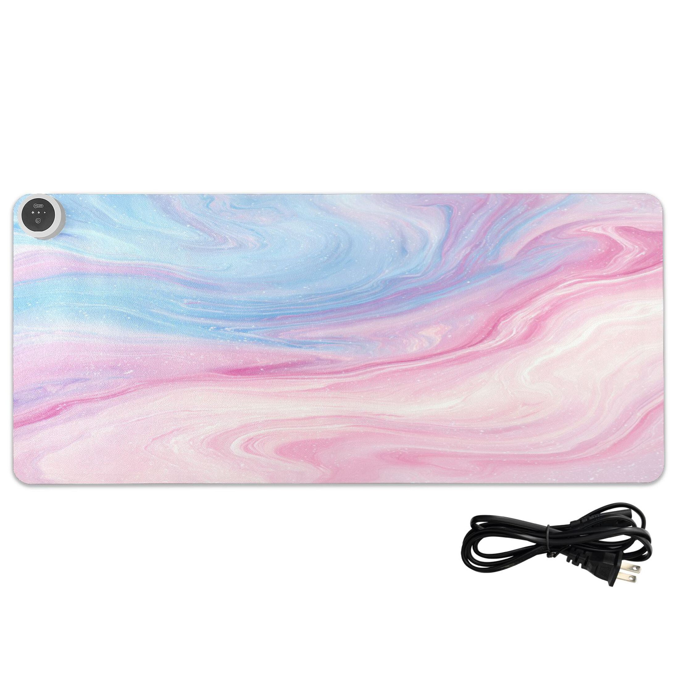 Large Heated Desk Mat Mouse Pad 31.5"x13"PU Leather Graphene Heating Desk Warmer with 3 Temperature Settings 110V US Plug Non-Slip Warm Pad for Home, Office, and Gaming Dreamy Swirl Galaxy Print