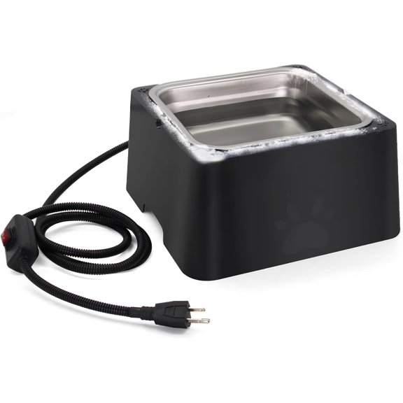 Large Heated Water Bowl for Outdoor Pets - 3.5L Outside Animal Waterer With Removable Stainless Bowl, No Freeze Dish for Dog, kklefc, Rabbit, Chicken, Poultry, Squirrel