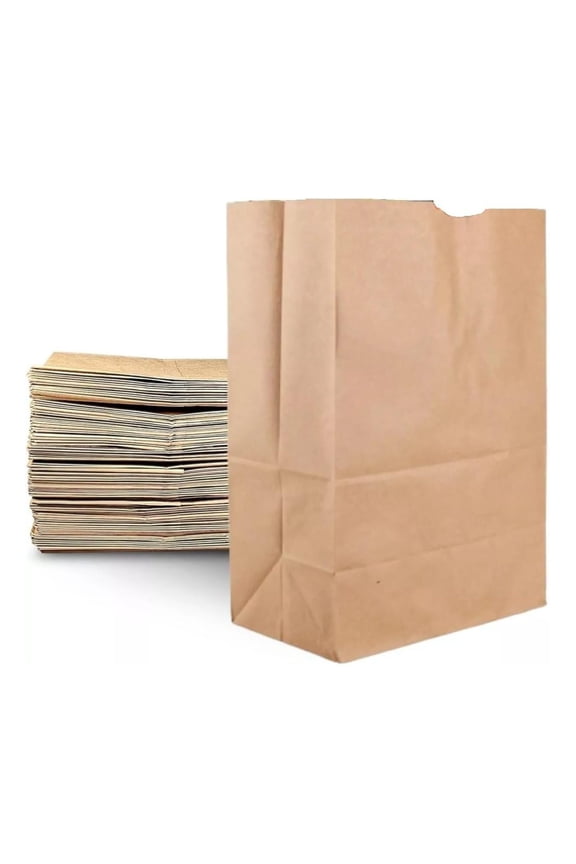 Large Heavy Duty Brown Paper Barrel Sack Bag, Grocery Bags,SOS Bags. 57 Lbs Basis Weight, 12 x 7 x 17-50/Pack