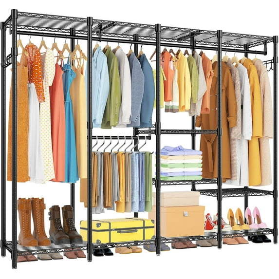 Large Heavy Duty Clothes Rack with Shelves, Adjustable Wire Garment ...