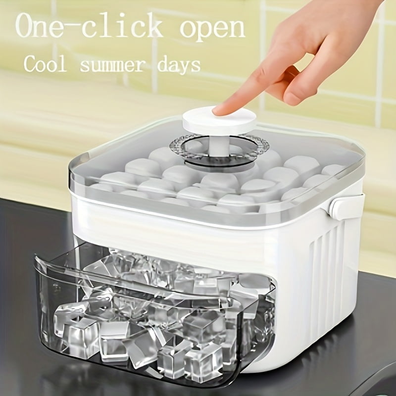 Large Heavy-Duty Plastic ice cube Tray with Double Layer, Compatible for home Fridges, Mini Freezers, Refrigerators -Large Capacity ice cube box