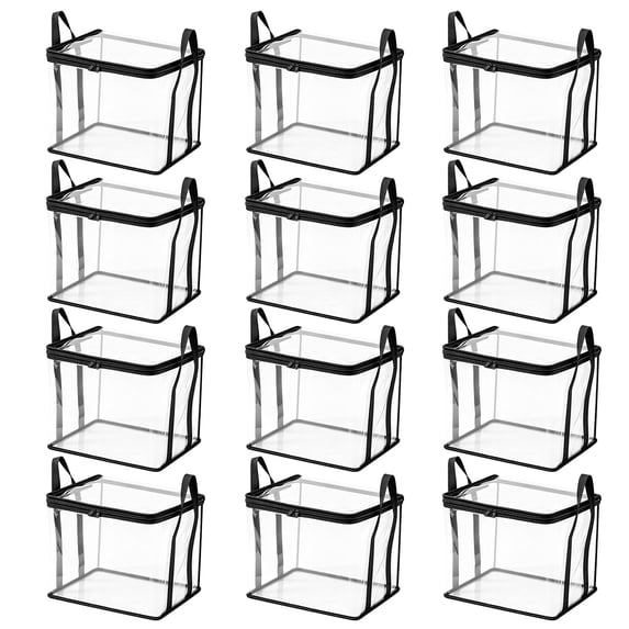 Large Heavy Duty Thick Plastic Clear Storage Bag 3Pcs Clear Storage Box with Zipper and Carry Handles, Clothes Moving Dorm Organization C