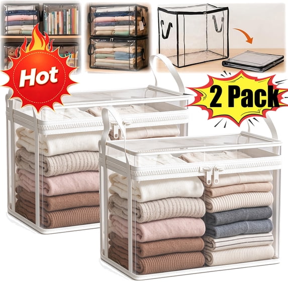 Large Heavy-Duty Thick Plastic Clear Storage Bag for Clothes, 15"x12.4"x9.8" Moving & Storage, Thick Clear Storage Bags, With Handles & Zippers | Home, Travel & Camping