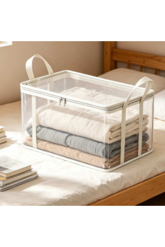 Large Heavy-Duty Thick Plastic Clear Storage Bag for Clothes, Moving & Storage, Stackable Foldable Moving Bags with Lids Handles Zipper, Moving Boxes Storage Totes for Home Camping Travel (1, White)