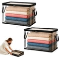 thumbnail image 1 of Large Heavy-Duty Thick Plastic Clear Storage Bag for Clothes, Moving & Storage, Thick Clear Storage Bags, Stackable Foldable Bins Totes Bags, With Reinforced Handles & Zipper (2PC), 1 of 8
